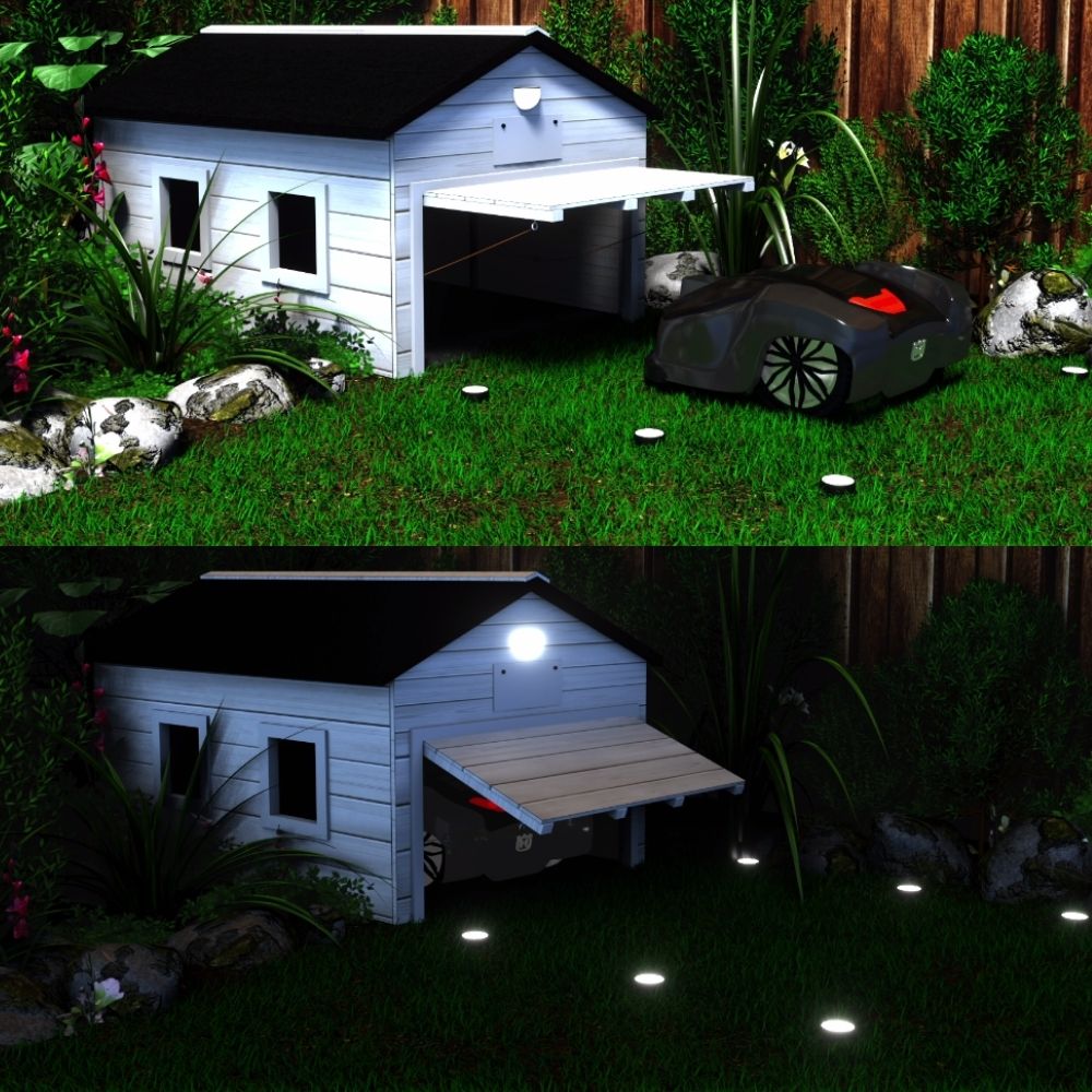 4 Pack Garden Lights Solar Powered Decorative Outdoor Robot Illumination Landscape Lighting for Patio Pathway Lawn Yard Robotic Lawnmowers