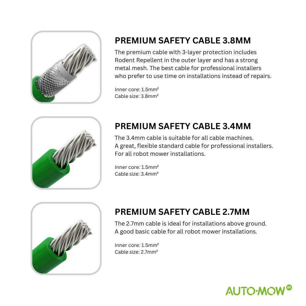 Auto-Mow Boundary Wire 6 Guage AWG Premium Safety Cable (3.8mm Thick), Green