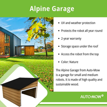Auto-Mow 25x25x12 Inches Robotic Lawnmower Garage - Alpine Garage (Nature) Compatible with / 64x63x30cm