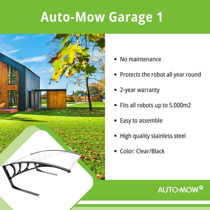 Auto-Mow 41x30x18 Inches Robotic Lawnmower Garage 1 (Black/Clear) No Maintenance / 103x77x45.5cm