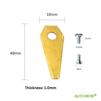 9 Bosch Indego Blades by Auto-Mow (41x19x1mm) - Gold