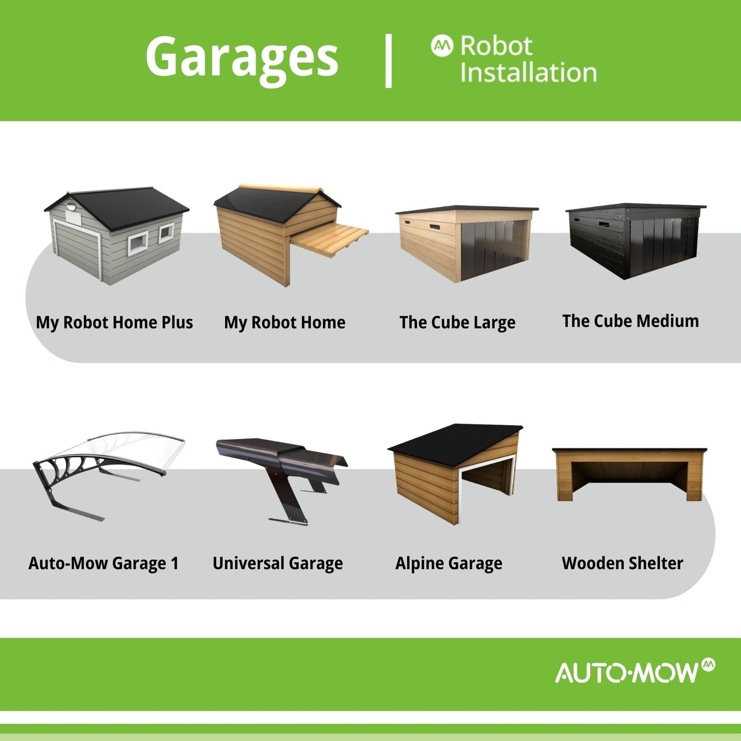 The Cube (Nature or Black) Robotic Lawnmower Garage Storage Shed 41x29x20 or 37x26x18 Inches